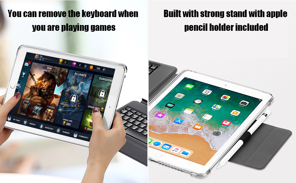 PU leather standing Wireless Bluetooth Keyboard case For iPad